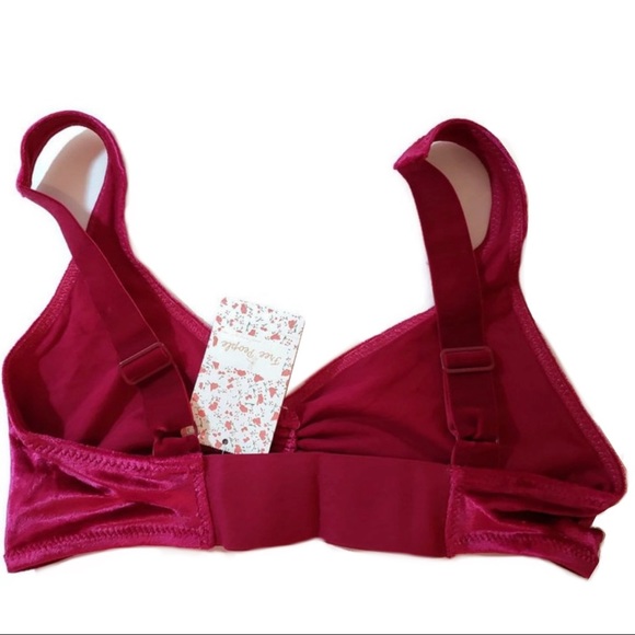FREE PEOPLE Rhiannon Bra Red Berry Velvet Bralette - Picture 7 of 10